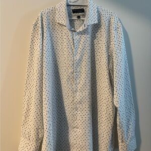 Report Collection White and Blue Casual Button Down Shirt